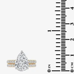 Signature By Modern Bride (G-H / Si1-Si2) Womens 4 CT. T.W. Lab Grown White Diamond 14K Gold Pear Side Stone Bridal Set