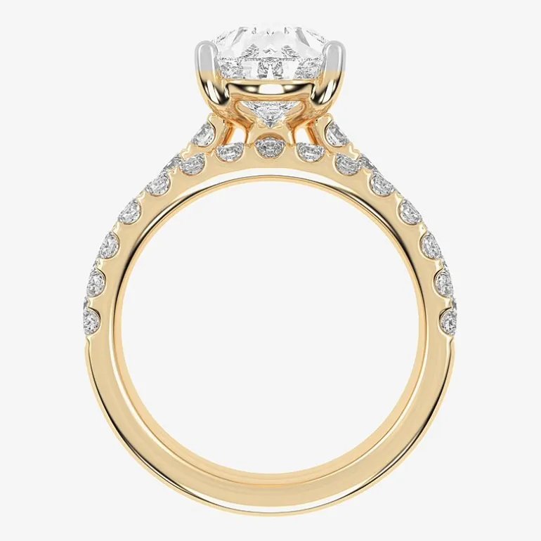 Signature By Modern Bride (G-H / Si1-Si2) Womens 4 CT. T.W. Lab Grown White Diamond 14K Gold Pear Side Stone Bridal Set