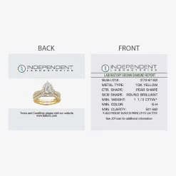 Signature By Modern Bride (G-H / Si1-Si2) Womens 1 1/3 CT. T.W. Lab Grown White Diamond 10K Gold Pear Side Stone Halo Bridal Set