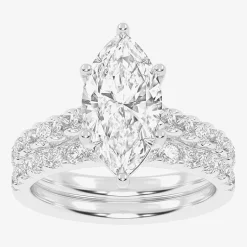 Signature By Modern Bride (G-H / Vs2-Si1) Womens 3 CT. T.W. Lab Grown White Diamond 14K Gold Marquise Side Stone Bridal Set