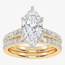 Signature By Modern Bride (G-H / Vs2-Si1) Womens 3 CT. T.W. Lab Grown White Diamond 14K Gold Marquise Side Stone Bridal Set