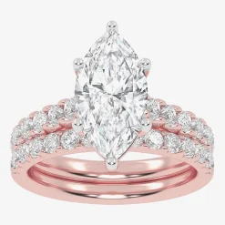 Signature By Modern Bride (G-H / Vs2-Si1) Womens 3 CT. T.W. Lab Grown White Diamond 14K Gold Marquise Side Stone Bridal Set