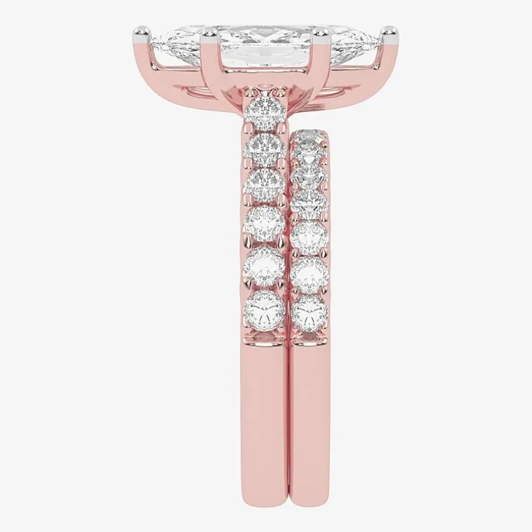 Signature By Modern Bride (G-H / Vs2-Si1) Womens 3 CT. T.W. Lab Grown White Diamond 14K Gold Marquise Side Stone Bridal Set