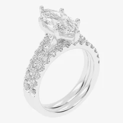 Signature By Modern Bride (G-H / Vs2-Si1) Womens 3 CT. T.W. Lab Grown White Diamond 14K Gold Marquise Side Stone Bridal Set