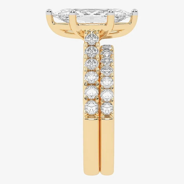 Signature By Modern Bride (G-H / Vs2-Si1) Womens 3 CT. T.W. Lab Grown White Diamond 14K Gold Marquise Side Stone Bridal Set
