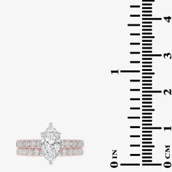 Signature By Modern Bride (G-H / Vs2-Si1) Womens 2 CT. T.W. Lab Grown White Diamond 14K Gold Marquise Side Stone Bridal Set