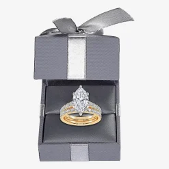 Signature By Modern Bride (G-H / Vs2-Si1) Womens 2 CT. T.W. Lab Grown White Diamond 14K Gold Marquise Side Stone Bridal Set