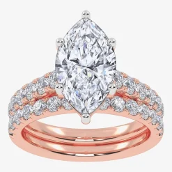 Signature By Modern Bride (G-H / Vs2-Si1) Womens 2 CT. T.W. Lab Grown White Diamond 14K Gold Marquise Side Stone Bridal Set