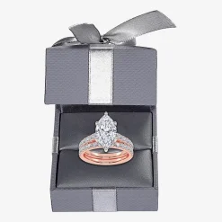 Signature By Modern Bride (G-H / Vs2-Si1) Womens 2 CT. T.W. Lab Grown White Diamond 14K Gold Marquise Side Stone Bridal Set