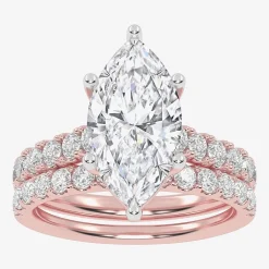 Signature By Modern Bride (G-H / Vs2-Si1) Womens 4 CT. T.W. Lab Grown White Diamond 14K Gold Marquise Side Stone Bridal Set