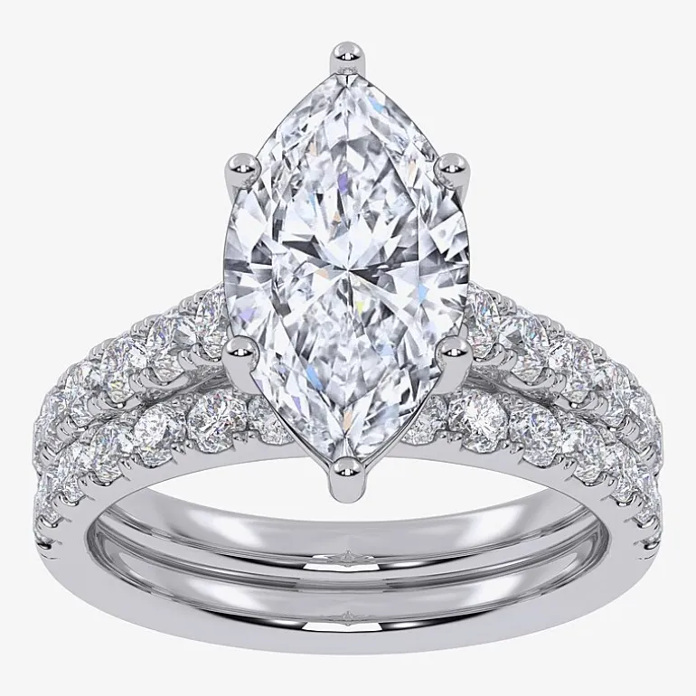 Signature By Modern Bride (G-H / Vs2-Si1) Womens 4 CT. T.W. Lab Grown White Diamond 14K Gold Marquise Side Stone Bridal Set