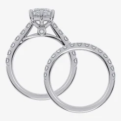 Signature By Modern Bride (G-H / Vs2-Si1) Womens 4 CT. T.W. Lab Grown White Diamond 14K Gold Marquise Side Stone Bridal Set