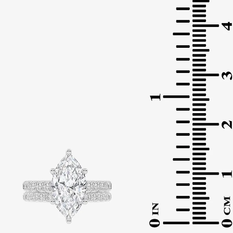 Signature By Modern Bride (G-H / Vs2-Si1) Womens 4 CT. T.W. Lab Grown White Diamond 14K Gold Marquise Side Stone Bridal Set