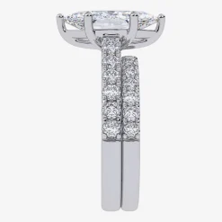 Signature By Modern Bride (G-H / Vs2-Si1) Womens 4 CT. T.W. Lab Grown White Diamond 14K Gold Marquise Side Stone Bridal Set