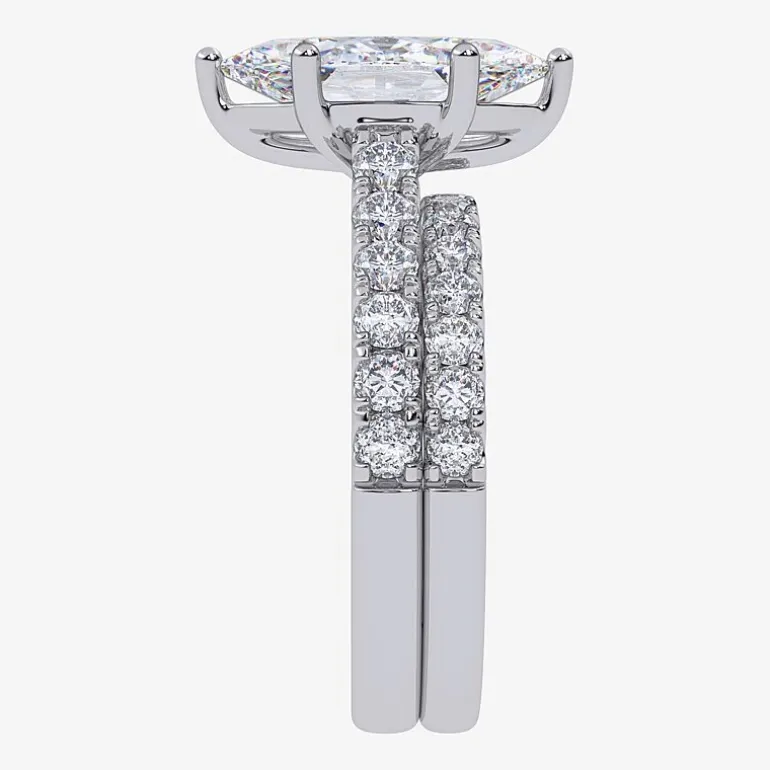 Signature By Modern Bride (G-H / Vs2-Si1) Womens 4 CT. T.W. Lab Grown White Diamond 14K Gold Marquise Side Stone Bridal Set
