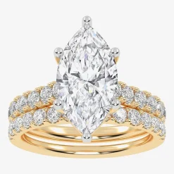 Signature By Modern Bride (G-H / Vs2-Si1) Womens 4 CT. T.W. Lab Grown White Diamond 14K Gold Marquise Side Stone Bridal Set