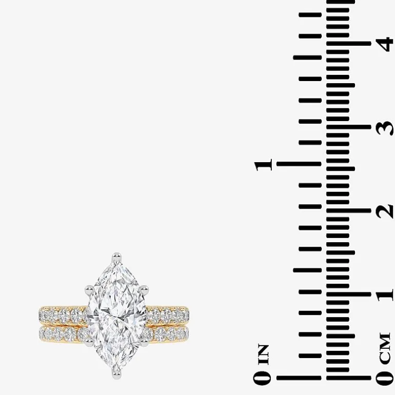 Signature By Modern Bride (G-H / Vs2-Si1) Womens 4 CT. T.W. Lab Grown White Diamond 14K Gold Marquise Side Stone Bridal Set
