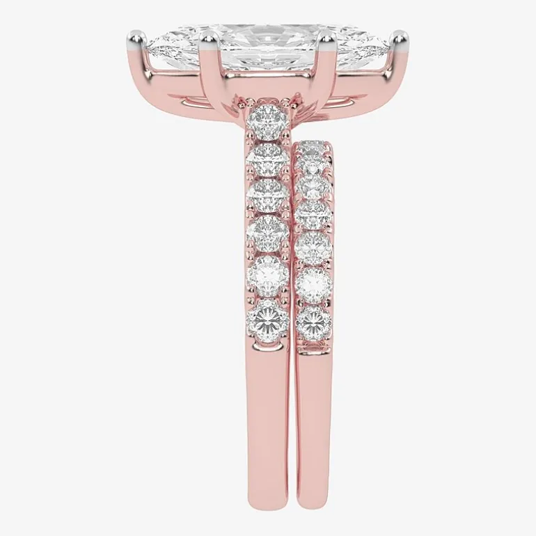 Signature By Modern Bride (G-H / Vs2-Si1) Womens 4 CT. T.W. Lab Grown White Diamond 14K Gold Marquise Side Stone Bridal Set