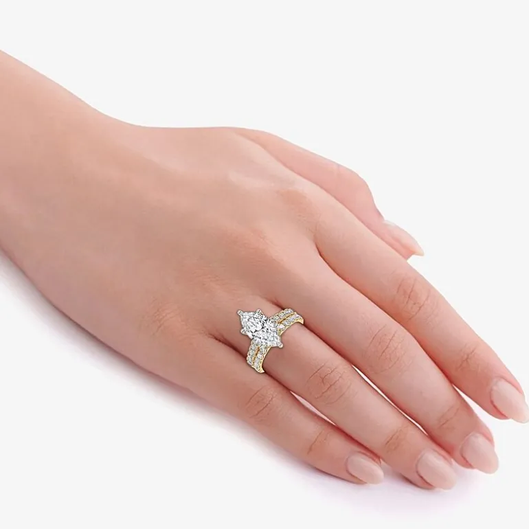 Signature By Modern Bride (G-H / Vs2-Si1) Womens 4 CT. T.W. Lab Grown White Diamond 14K Gold Marquise Side Stone Bridal Set