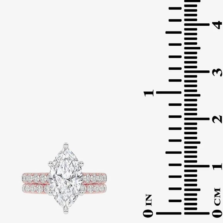 Signature By Modern Bride (G-H / Vs2-Si1) Womens 4 CT. T.W. Lab Grown White Diamond 14K Gold Marquise Side Stone Bridal Set