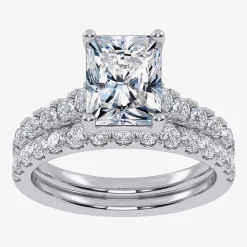Signature By Modern Bride (G-H / Vs2-Si1) Womens 3 CT. T.W. Lab Grown White Diamond 14K Gold Side Stone Bridal Set
