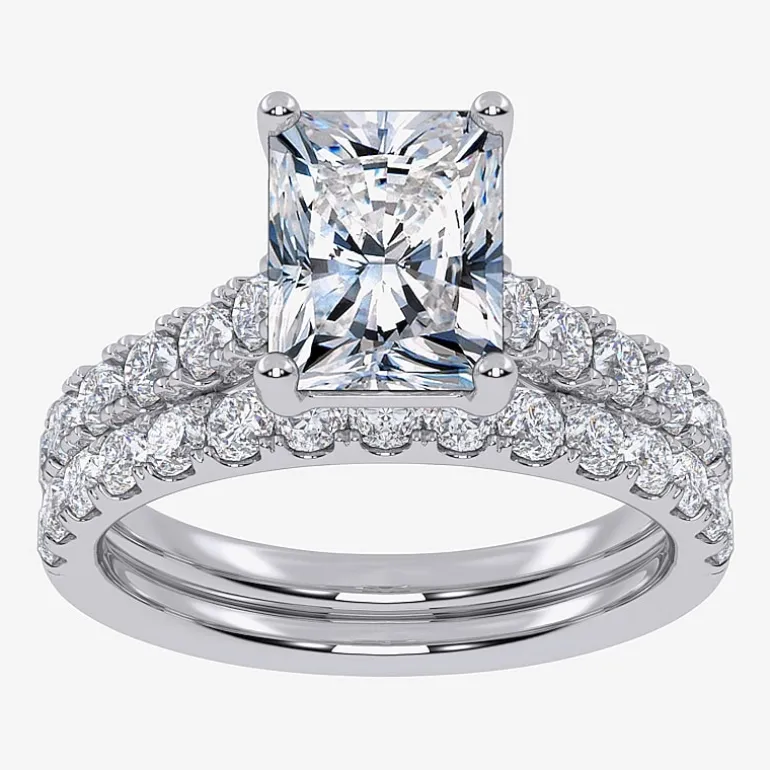 Signature By Modern Bride (G-H / Vs2-Si1) Womens 3 CT. T.W. Lab Grown White Diamond 14K Gold Side Stone Bridal Set