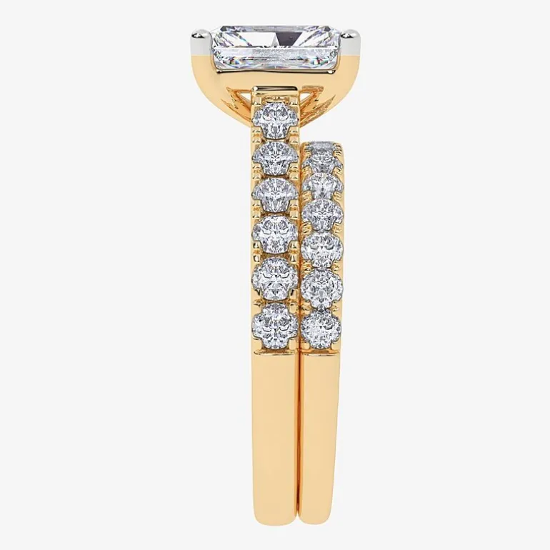 Signature By Modern Bride (G-H / Vs2-Si1) Womens 3 CT. T.W. Lab Grown White Diamond 14K Gold Side Stone Bridal Set