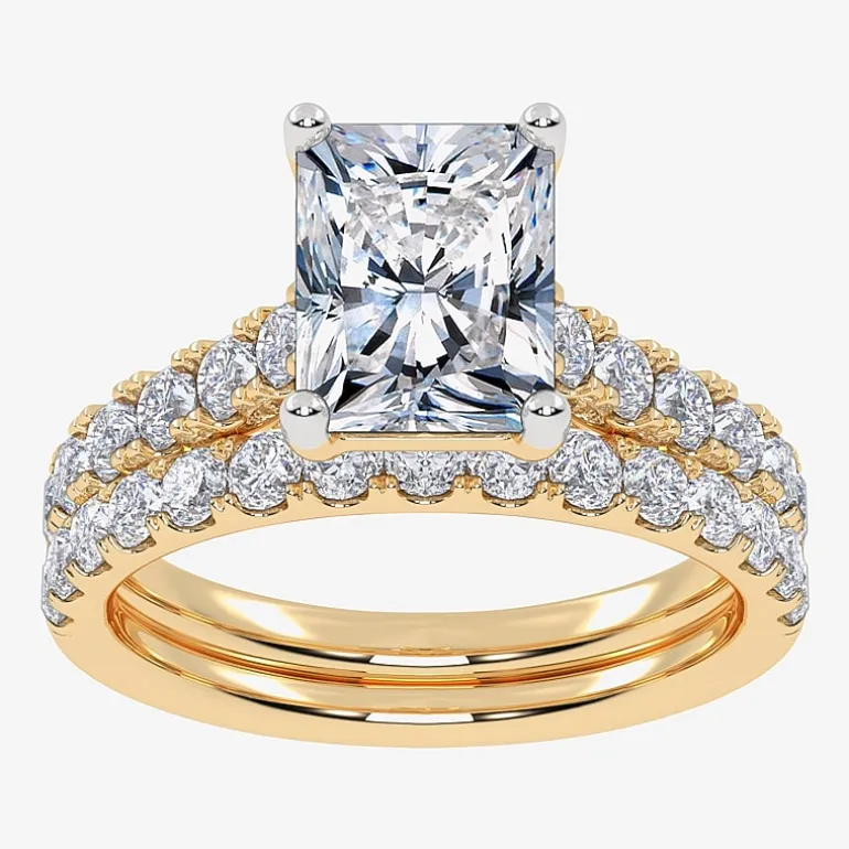 Signature By Modern Bride (G-H / Vs2-Si1) Womens 3 CT. T.W. Lab Grown White Diamond 14K Gold Side Stone Bridal Set