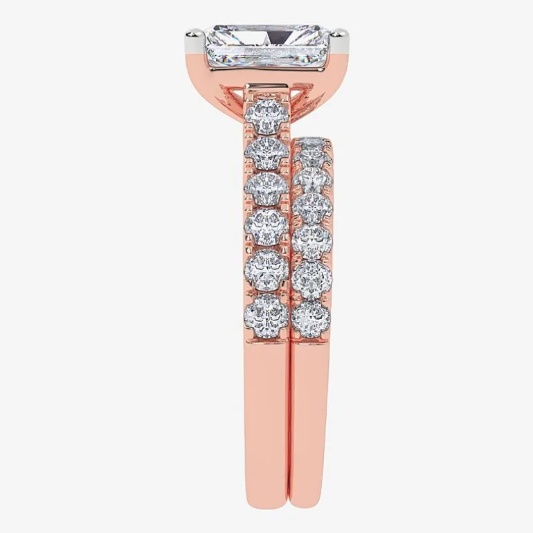 Signature By Modern Bride (G-H / Vs2-Si1) Womens 3 CT. T.W. Lab Grown White Diamond 14K Gold Side Stone Bridal Set