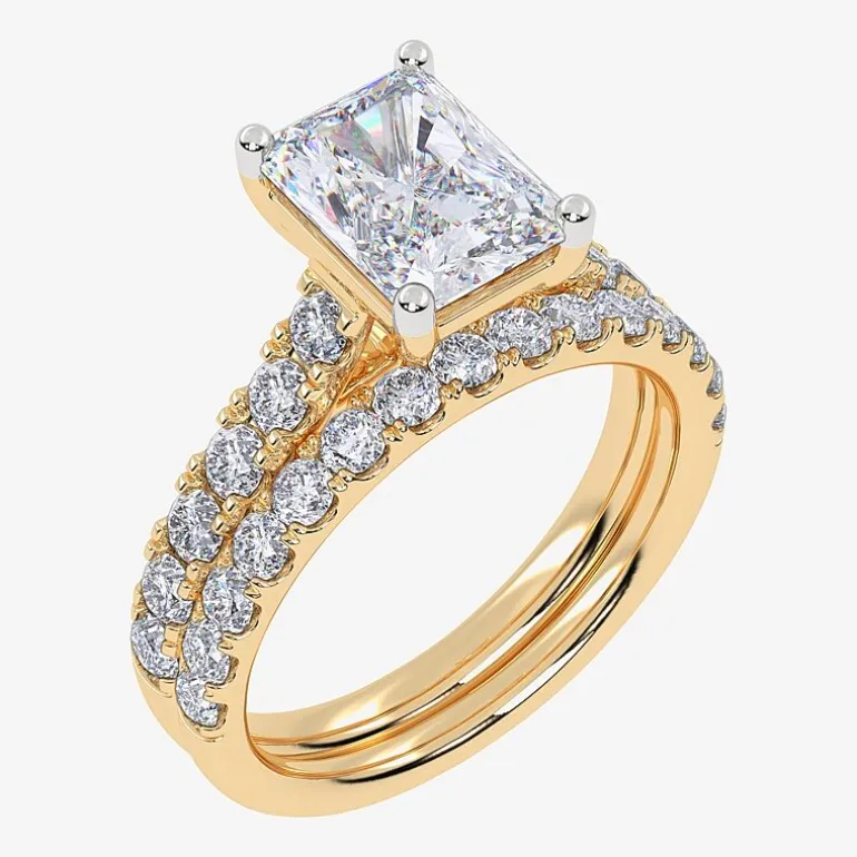 Signature By Modern Bride (G-H / Vs2-Si1) Womens 3 CT. T.W. Lab Grown White Diamond 14K Gold Side Stone Bridal Set