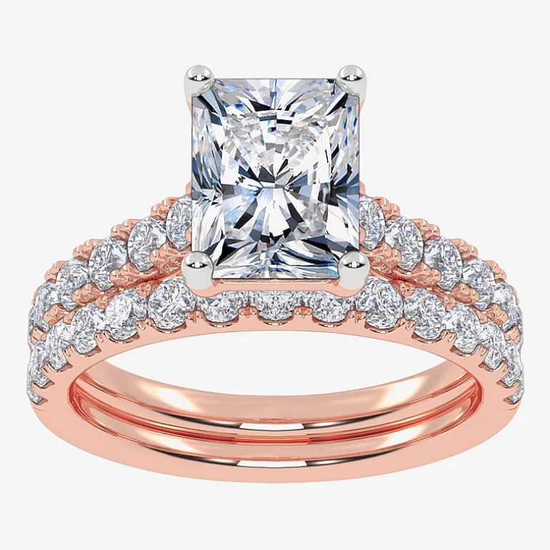 Signature By Modern Bride (G-H / Vs2-Si1) Womens 3 CT. T.W. Lab Grown White Diamond 14K Gold Side Stone Bridal Set