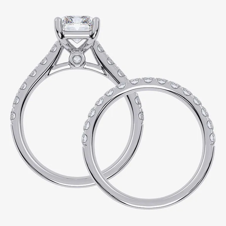 Signature By Modern Bride (G-H / Vs2-Si1) Womens 3 CT. T.W. Lab Grown White Diamond 14K Gold Side Stone Bridal Set