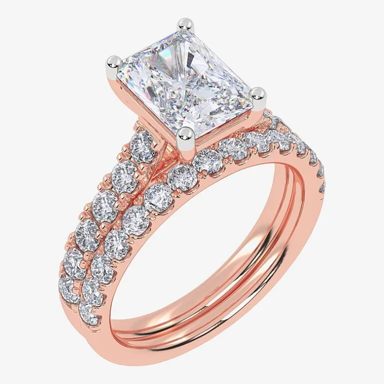 Signature By Modern Bride (G-H / Vs2-Si1) Womens 3 CT. T.W. Lab Grown White Diamond 14K Gold Side Stone Bridal Set