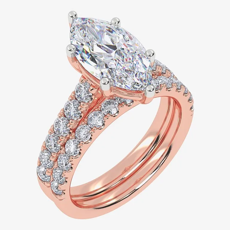 Signature By Modern Bride (G-H / Vs2-Si1) Womens 2 1/2 CT. T.W. Lab Grown White Diamond 14K Gold Marquise Side Stone Bridal Set