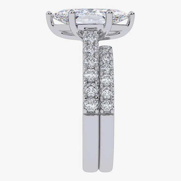 Signature By Modern Bride (G-H / Vs2-Si1) Womens 2 1/2 CT. T.W. Lab Grown White Diamond 14K Gold Marquise Side Stone Bridal Set