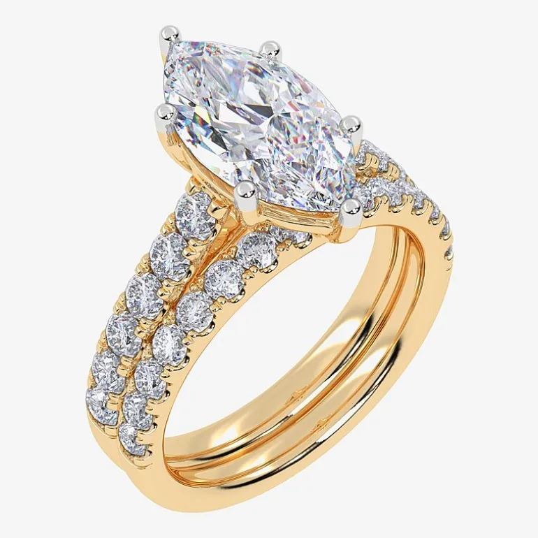 Signature By Modern Bride (G-H / Vs2-Si1) Womens 2 1/2 CT. T.W. Lab Grown White Diamond 14K Gold Marquise Side Stone Bridal Set
