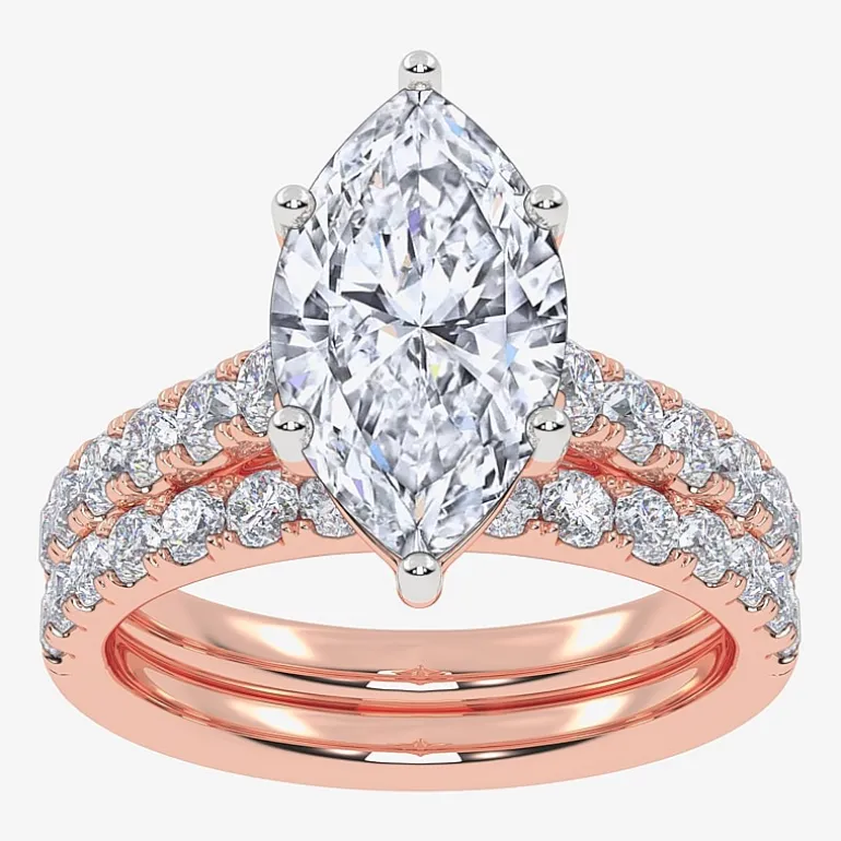 Signature By Modern Bride (G-H / Vs2-Si1) Womens 2 1/2 CT. T.W. Lab Grown White Diamond 14K Gold Marquise Side Stone Bridal Set