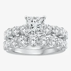 Signature By Modern Bride (G / Si1-Si2) Womens 4 CT. T.W. Lab Grown White Diamond 10K Gold Side Stone Bridal Set