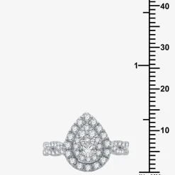 Signature By Modern Bride (G / Si1 - Si2) Womens 1 1/2 CT. T.W. Lab Grown White Diamond 10K Gold Side Stone Halo Bridal Set