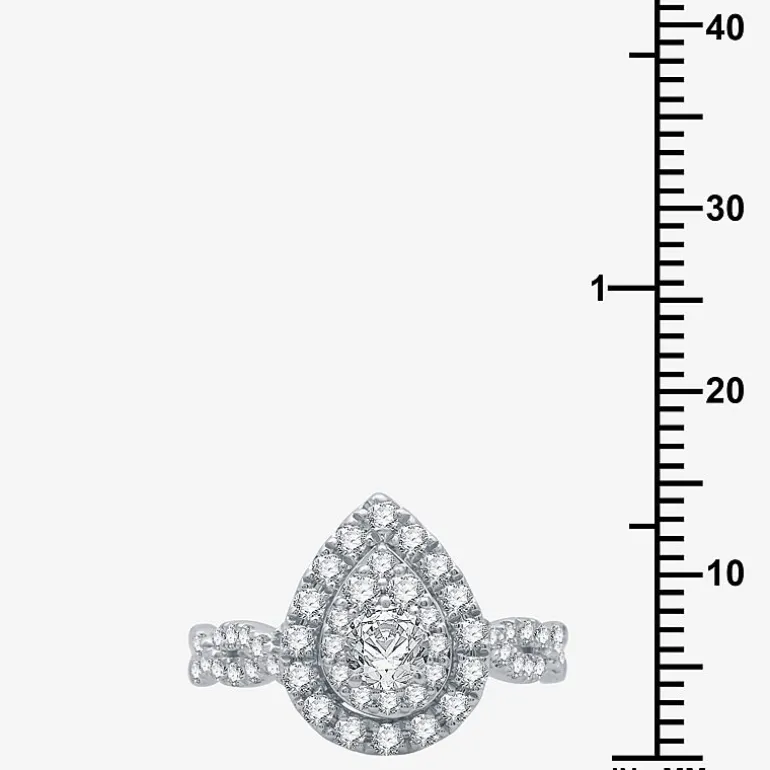 Signature By Modern Bride (G / Si1 - Si2) Womens 1 1/2 CT. T.W. Lab Grown White Diamond 10K Gold Side Stone Halo Bridal Set