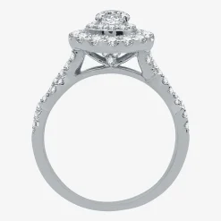 Signature By Modern Bride (G / Si1 - Si2) Womens 1 1/2 CT. T.W. Lab Grown White Diamond 10K Gold Side Stone Halo Bridal Set