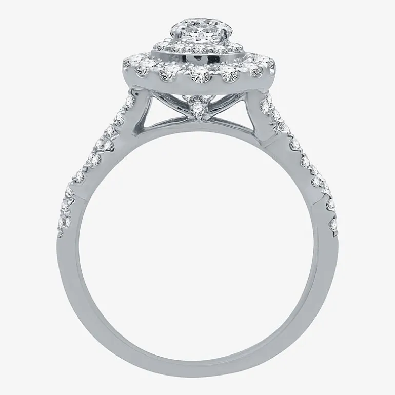 Signature By Modern Bride (G / Si1 - Si2) Womens 1 1/2 CT. T.W. Lab Grown White Diamond 10K Gold Side Stone Halo Bridal Set