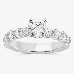 Signature By Modern Bride (G / Si1-Si2) Womens 2 CT. T.W. Lab Grown White Diamond 10K White or Yellow Gold Round Side Stone Engagement Ring