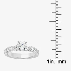 Signature By Modern Bride (G / Si1-Si2) Womens 2 CT. T.W. Lab Grown White Diamond 10K White or Yellow Gold Round Side Stone Engagement Ring