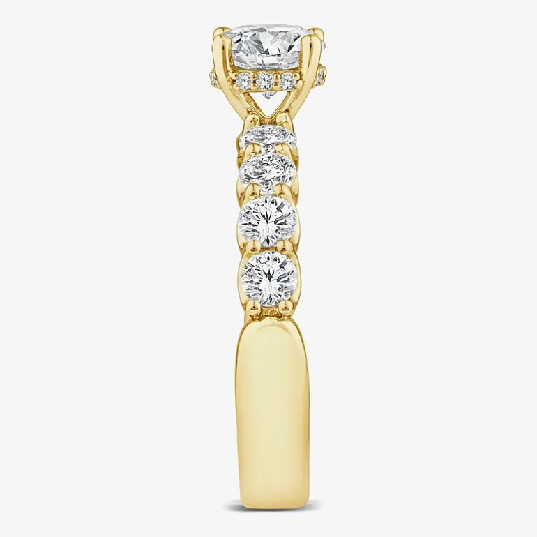 Signature By Modern Bride (G / Si1-Si2) Womens 2 CT. T.W. Lab Grown White Diamond 10K White or Yellow Gold Round Side Stone Engagement Ring