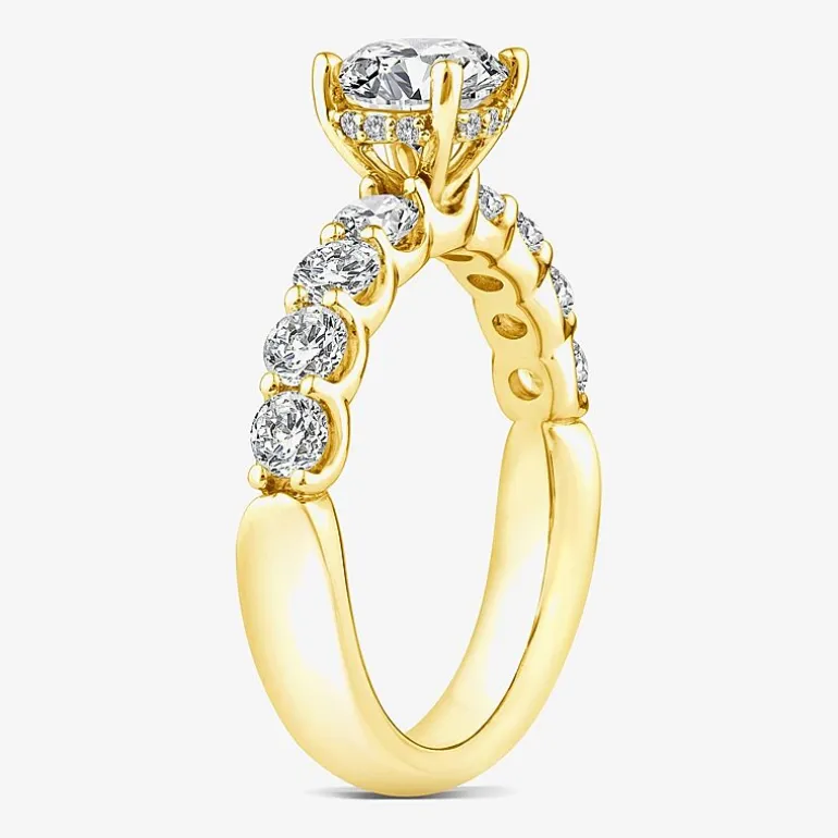 Signature By Modern Bride (G / Si1-Si2) Womens 2 CT. T.W. Lab Grown White Diamond 10K White or Yellow Gold Round Side Stone Engagement Ring