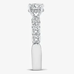 Signature By Modern Bride (G / Si1-Si2) Womens 2 CT. T.W. Lab Grown White Diamond 10K White or Yellow Gold Round Side Stone Engagement Ring