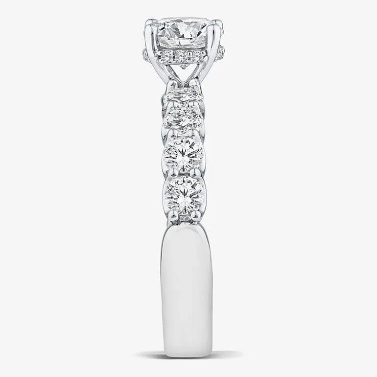 Signature By Modern Bride (G / Si1-Si2) Womens 2 CT. T.W. Lab Grown White Diamond 10K White or Yellow Gold Round Side Stone Engagement Ring
