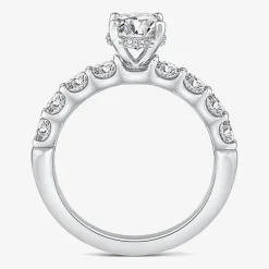 Signature By Modern Bride (G / Si1-Si2) Womens 2 CT. T.W. Lab Grown White Diamond 10K White or Yellow Gold Round Side Stone Engagement Ring