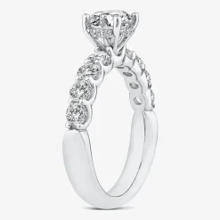 Signature By Modern Bride (G / Si1-Si2) Womens 2 CT. T.W. Lab Grown White Diamond 10K White or Yellow Gold Round Side Stone Engagement Ring